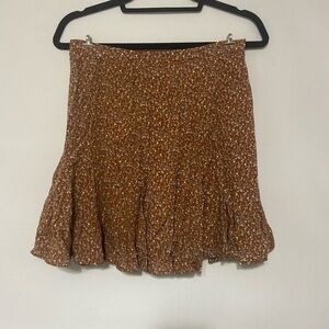 Wishlist EUC brown floral mini skater skirt ditzy floral print size M